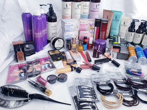MEGA BEAUTY BOX OF 30 OR 100 PRODUCTS FOR YOUR SKIN HAIR MAKEUP NAILS EYES AND MORE ALL BRANDED