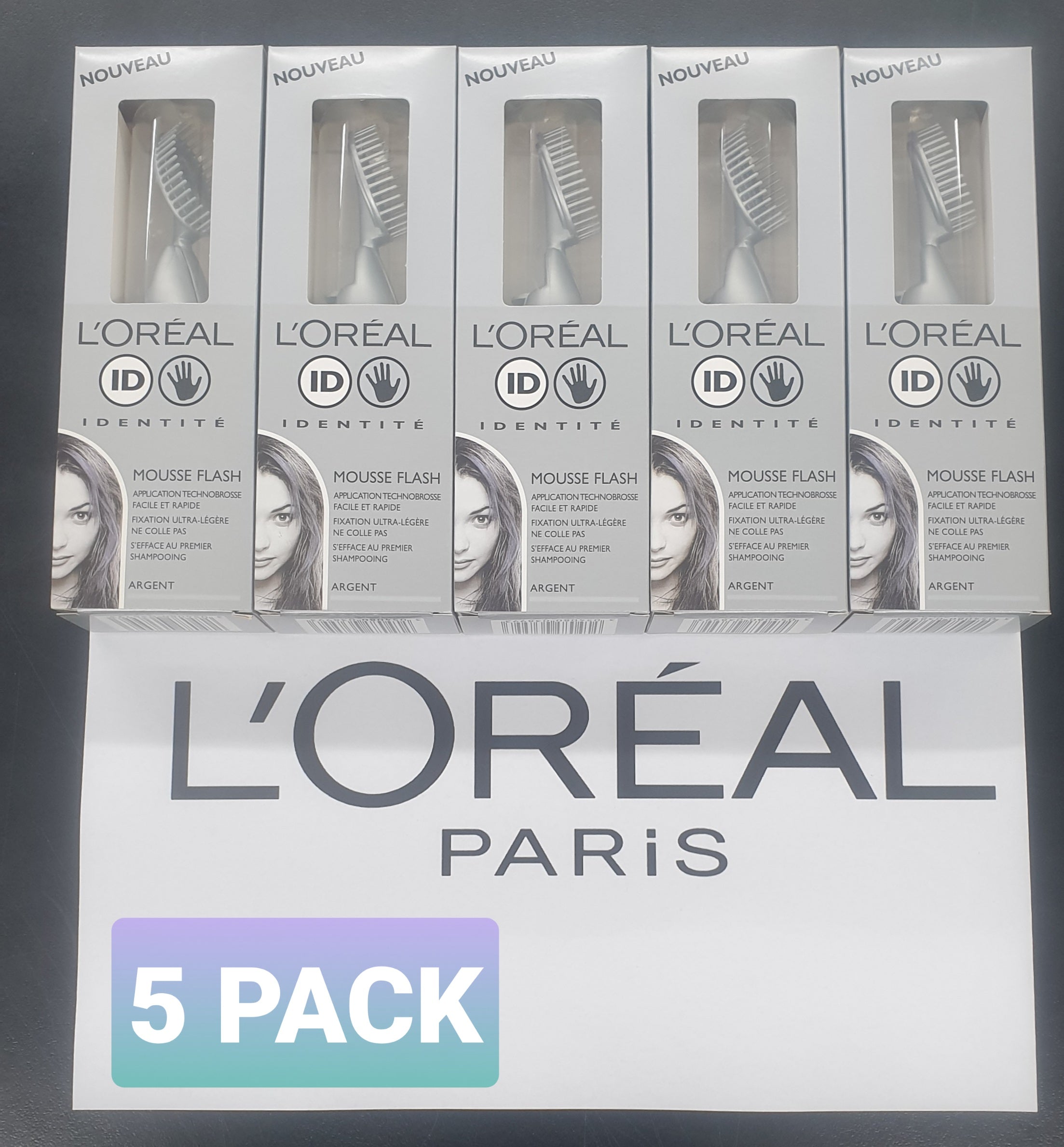 L'OREAL IDENTITE MOUSSE FLASH ( SILVER ) 5 PACK