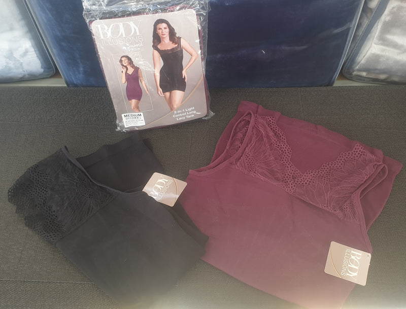 AVON BODY ILLUSIONS LONG LACY TANK 2PACK