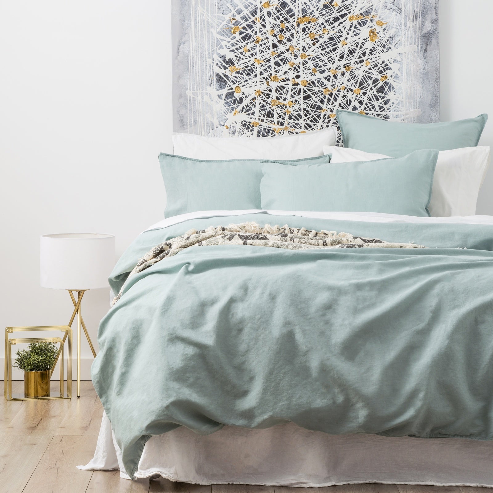 Renee Taylor Cavallo Stone washed 100% Linen Quilt Cover set