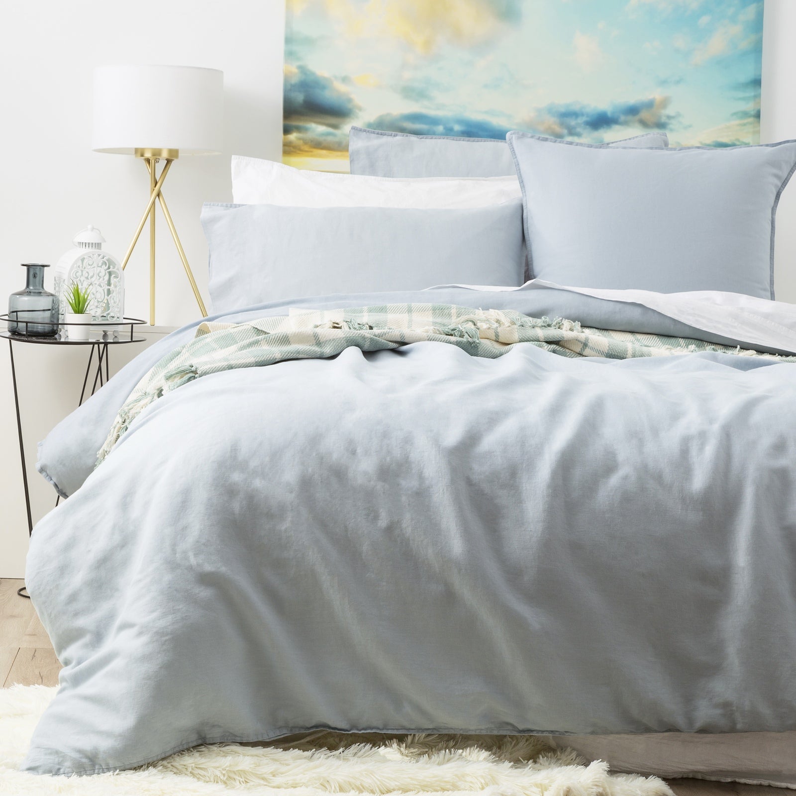 Renee Taylor Cavallo Stone washed 100% Linen Quilt Cover set