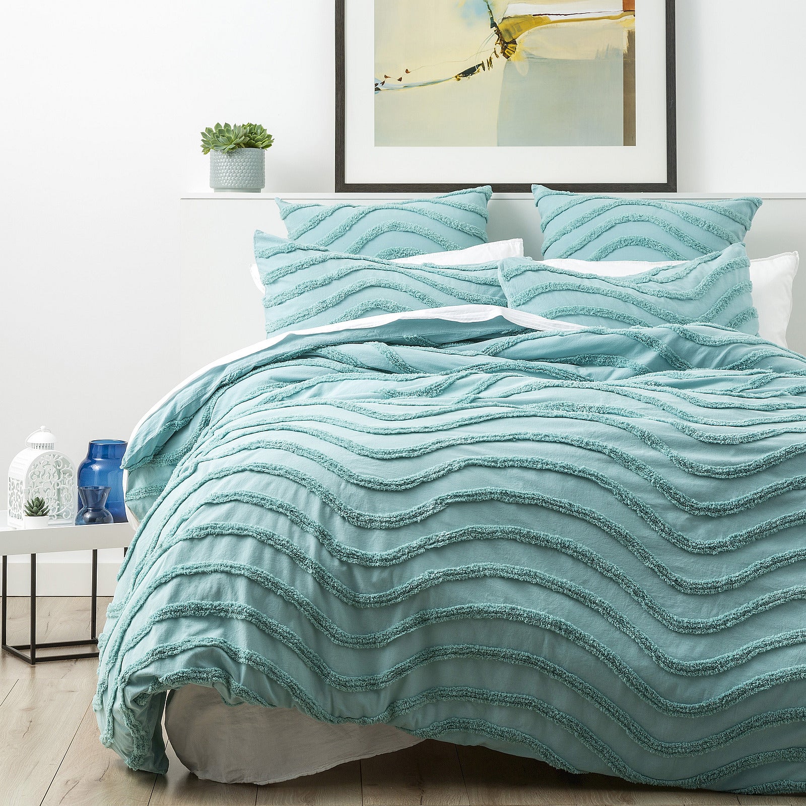 Cloud Linen Wave 100% Cotton Chenille Vintage washed tufted Quilt cover Set