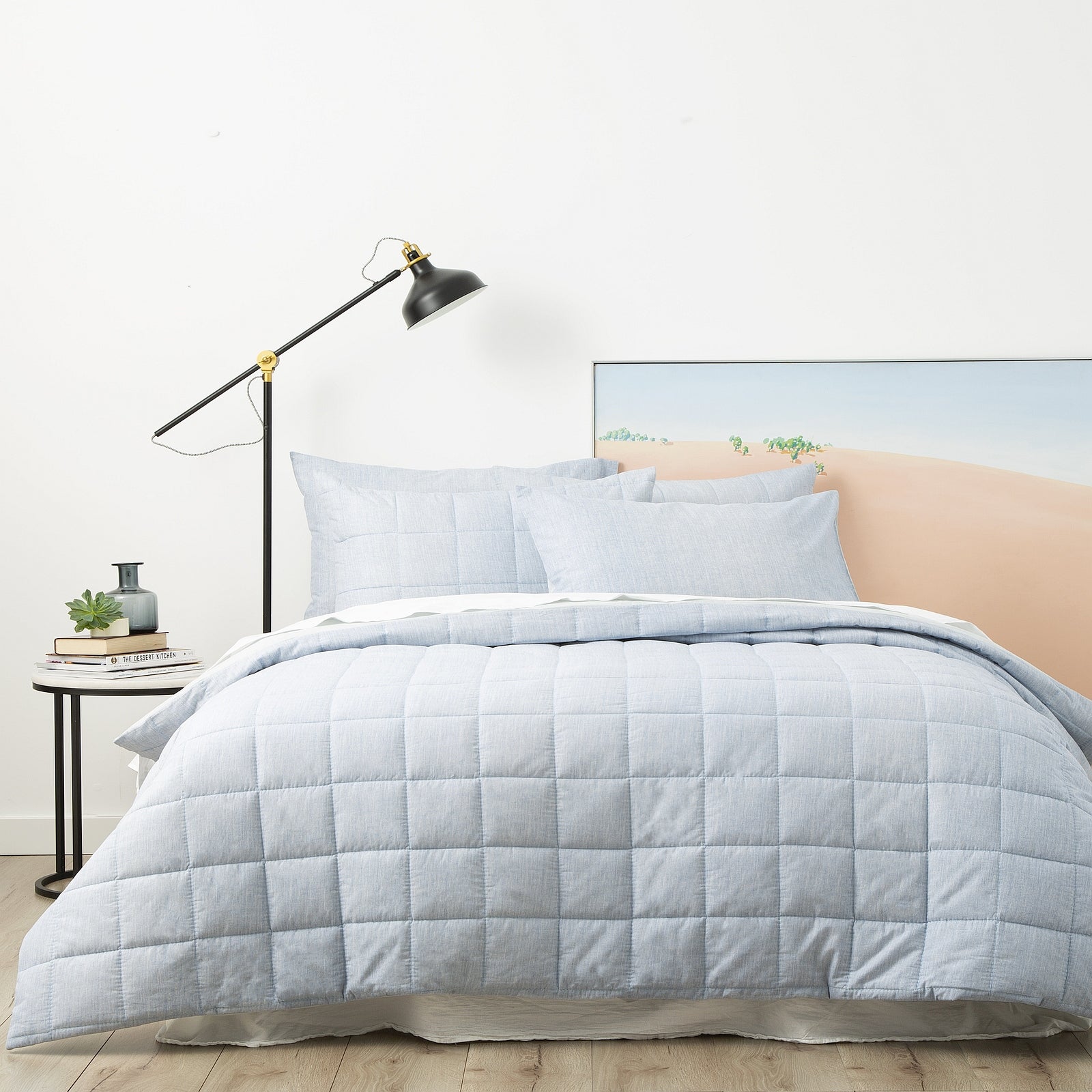 Park Avenue Paradis washed Chambray Quilted Quilt Cover set
