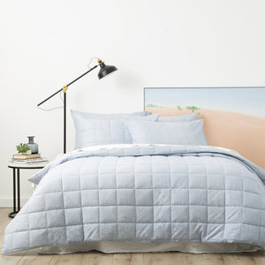 Park Avenue Paradis washed Chambray Quilted Quilt Cover set