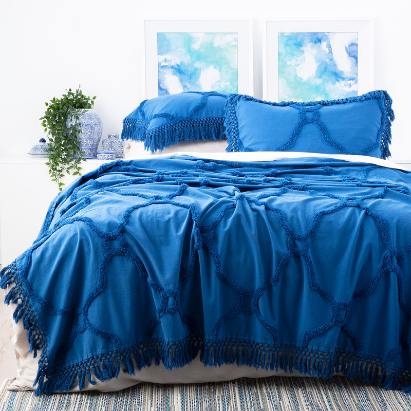 Park avenue Moroccan 100% Cotton Chenille Vintage washed Tufted Bed Cover set  Bright