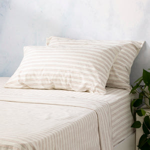 Renee Taylor Tic Stripe Yarn Dyed Vintage washed Cotton Sheet set