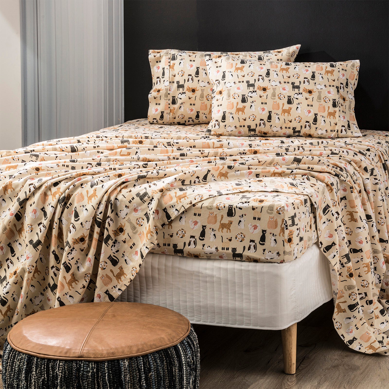 Park Avenue 175 GSM Egyptian Cotton Flannelette  Plain dyed Sheet Sets