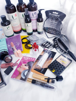 MEGA BEAUTY BOX OF 30 OR 100 PRODUCTS FOR YOUR SKIN HAIR MAKEUP NAILS EYES AND MORE ALL BRANDED