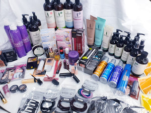 MEGA BEAUTY BOX OF 30 OR 100 PRODUCTS FOR YOUR SKIN HAIR MAKEUP NAILS EYES AND MORE ALL BRANDED