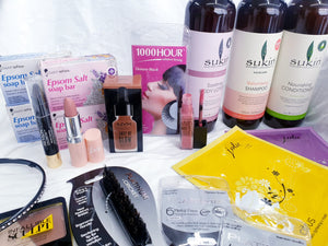 MEGA BEAUTY BOX OF 30 OR 100 PRODUCTS FOR YOUR SKIN HAIR MAKEUP NAILS EYES AND MORE ALL BRANDED