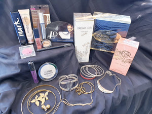 Teen girls and young women mystery box full of make up and jewelry and perfume