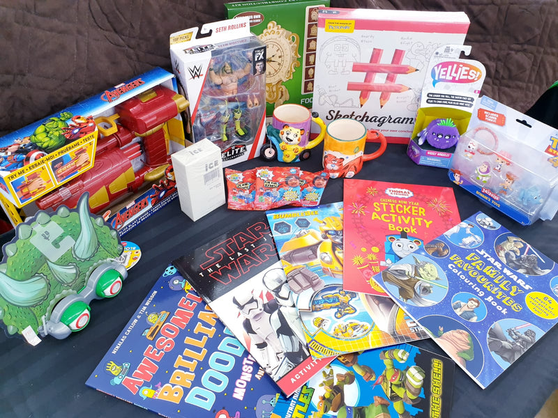 MEGA KIDS TOYS GAMES AND MORE MYSTERY BOX FOR GIRLS OR BOYS