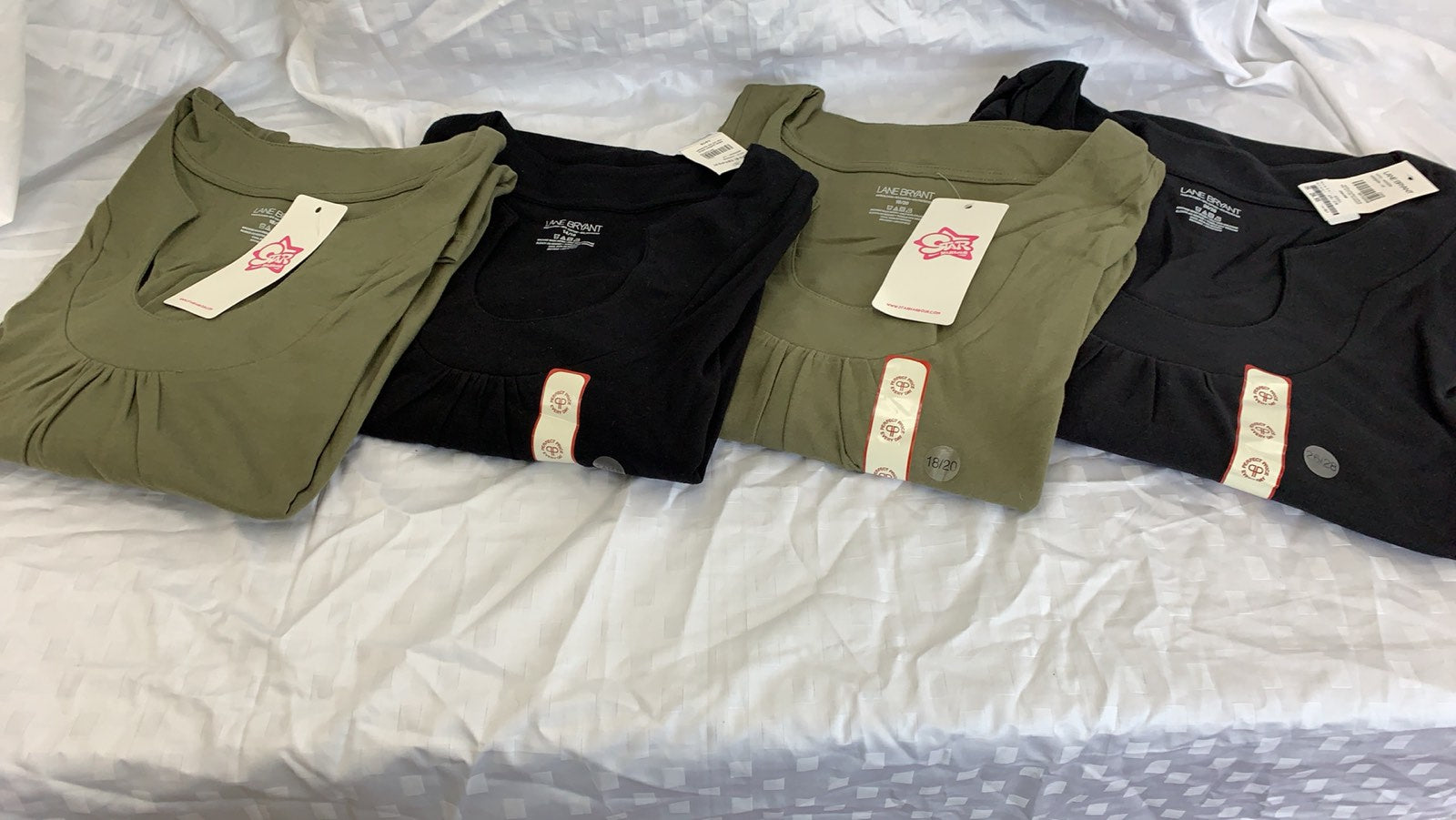 2 Khaki & Black Blouses